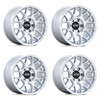 Set 4 17" KMC KM730 Hatchet Gloss Silver Machined Face 17x8.5 Wheels 5x5 25mm