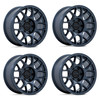 Set 4 17" KMC KM730 Hatchet Metallic Blue 17x8.5 Wheels 5x5 25mm For Jeep Rims