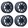 Set 4 17" KMC KM730 Hatchet Metallic Blue 17x8.5 Wheels 6x5.5 25mm For Nissan