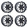 Set 4 22" Performance Replicas PR224 Black Machined Face 22x9 Wheels 6x5.5 28mm