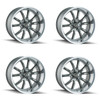 Set 4 17" Ridler 650 17x7 Grey Polished Lip 5x4.75 Wheels 0mm Rims