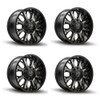 Set 4 17" Thret Offroad Vulcan 801 Black Dark Tint 17x9 Wheels 8x6.5 8x170 18mm