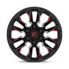 22" Fuel D823 Flame 22x12 6x135 -44mm Gloss Black Milled Candy Red Lifted Wheel