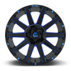 20" Fuel D644 Contra 20x10 5x4.5 5x5 -18mm Wheel Black Blue Tinted Clear Rim