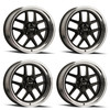 Set 4 17" Ridler 610 Matte Black Polished Lip 17x7 Wheels 5x4.5 Rims 0mm