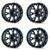 Set 4 20" Mayhem Warrior Gloss Black Milled 20x10 Wheels 8x6.5 Lifted Rims -25mm