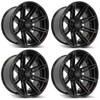 Set 4 20" 4PLAY 4P08 Black Brushed Face & Tinted Clear 20x10 Wheels 8x180 -24mm