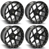 Set 4 22" 4PLAY 4P55 Black Brushed Face & Tinted Clear 22x10 6x5.5 6x135 -18mm