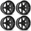 Set 4 20" 4PLAY 4P63 Black Brushed Face & Tinted Clear 20x10 5x5 5x5.5 -18mm Rim