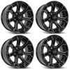 Set 4 22" 4PLAY 4P70 Black Brushed Face & Tinted Clear 22x10 5x5 5x5.5 -24mm Rim