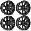 Set 4 20" 4PLAY 4P83 Black Brushed Face & Tinted Clear 20x10 5x5 5x5.5 -18mm Rim