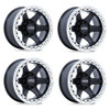 Set 4 20" KMC KM238 VI Beadlock Satin Black Machined Ring 20x10 8x6.5 -48mm Rims