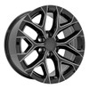 22" OE Wheels CV98B Black w/ Milled Edge 22x9 Wheel 6x5.5 Rim 24mm For Chevy GMC