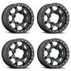 Set 4 15" Vision ATV 351 Flow Satin Black 15x7 Wheels 4x136 13mm Rims