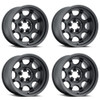 Set 4 15" Vision ATV 351 Flow Satin Black 15x6 Wheels 5x4.5 25.6mm Rims