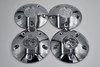 Set of 4 chrome RO center caps for 5x4.5 5x4.75 and 5x5 wheels with 1/2 inch lug hardware for classic car and muscle car applications.