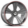 20" Vision American Muscle Missile 20x11 Gunmetal w/ Red Lip 5x4.5 Wheel 50mm