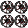 Set 4 22" XF Off-Road XF-220 Gloss Black Red Milled 22x10 6x135 6x5.5 -18mm Rims