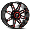 Set 4 17" XF Off-Road XF-220 Gloss Black Red Milled 17x9 Wheels 8x6.5 8x170 0mm