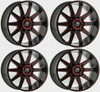 Set 4 17" XF Off-Road XF-219 Gloss Black Red Milled 17x9 Wheels 8x6.5 8x170 12mm
