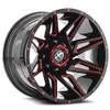 20" XF Off-Road XF-218 Gloss Black Red Milled 20x10 Wheel 6x135 6x5.5 -24mm Rim