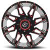 20" XF Off-Road XF-218 Gloss Black Red Milled 20x10 Wheel 6x135 6x5.5 -24mm Rim
