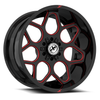 20" XF Off-Road XF-233 Gloss Black Red Milled 20x10 Wheel 8x6.5 8x170 -24mm Rim