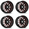 Set 4 18" XF Off-Road XF-232 Gloss Black & Red Milled 18x9 Wheels 5x5 5x5.5 12mm