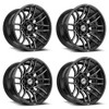 Set 4 20" XF Off-Road XF-232 Gloss Black & Milled 20x10 Wheels 5x5 5x5.5 -12mm