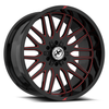 Set 4 24" XF Off-Road XF-240 Gloss Black Red Milled 24x12 6x135 6x5.5 -44mm Rims