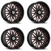 Set 4 22" XF Off-Road XF-240 Gloss Black Red Milled 22x10 Wheels 5x5 5x5.5 -18mm