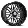 18" XF Off-Road XF-240 Gloss Black & Brushed DDT 18x9 Wheel 6x135 6x5.5 12mm Rim