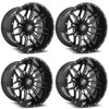 Set 4 20" XF Off-Road XF-222 Gloss Black Milled 20x9 Wheels 8x6.5 8x180 0mm Rims