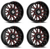 Set 4 20" XF Off-Road XF-230 Gloss Black Red Machined 20x9 6x135 6x5.5 0mm Rims