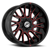 Set 4 17" XF Off-Road XF-230 Gloss Black Red Machined 17x9 Wheels 5x5 5x5.5 12mm