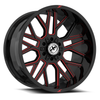Set 4 20" XF Off-Road XF-235 Gloss Black Red Milled 20x10 Wheels 5x5 5x5.5 -24mm