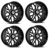 Set 4 22" XF Off-Road XF-235 Black Machined Titanium DDT 22x12 8x6.5 8x170 -44mm