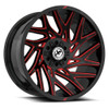 Set 4 24" XF Off-Road XF-229 Gloss Black Red Milled 24x12 Wheels 5x5 5x5.5 -44mm