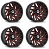 Set 4 20" XF Off-Road XF-229 Gloss Black Red Milled 20x10 6x135 6x5.5 -12mm Rims