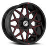 20" XF Off-Road XF-238 Gloss Black Red Milled 20x10 Wheel 6x135 6x5.5 -24mm Rim
