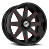 20" XF Off-Road XF-236 Gloss Black Red Milled 20x12 Wheel 8x6.5 8x170 -44mm Rim