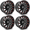 Set 4 20" XF Off-Road XF-224 Gloss Black Red Milled 20x9 Wheels 5x5 5x5.5 12mm