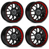 Set 4 18" Vision 478 Alpine Gloss Black Red Tint Brushed 18x8.5 Wheels 5x4.5 35mm