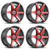 Set 4 17" Spec-1 SPT-32 Gloss Black & Red Machined 17x8 Wheels 5x108 5x4.5 42mm