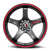 Set 4 20" Spec-1 SPT-31 Gloss Black & Red Line 20x9 Wheels 5x100 5x4.5 38mm Rims