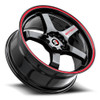 18" Spec-1 SPT-31 Gloss Black & Red Line 18x8.5 Wheel 4x100 4x4.5 38mm Rim