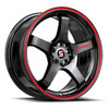 17" Spec-1 SPT-31 Gloss Black & Red Line 17x7.5 Wheel 5x4.5 5x120 42mm Rim