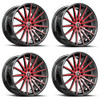 Set 4 17" Spec-1 SP-69 Gloss Black & Red Machined 17x7.5 Wheels 4x100 4x4.5 42mm