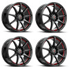 Set 4 17" Spec-1 SP-67 Gloss Black & Red Line 17x7 Wheels 5x112 5x4.5 42mm Rims