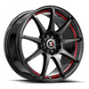 17" Spec-1 SP-67 Gloss Black & Red Line 17x7 Wheel 5x110 5x4.5 42mm Rim